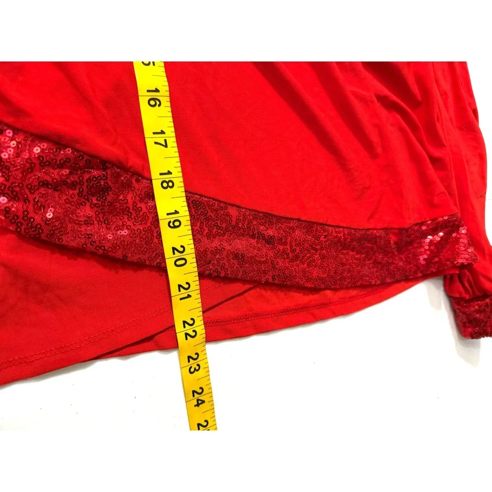 Juniper + Lime Women's Red Sequin Trim Cold Shoulder Blouse Top ITU1631 Size S